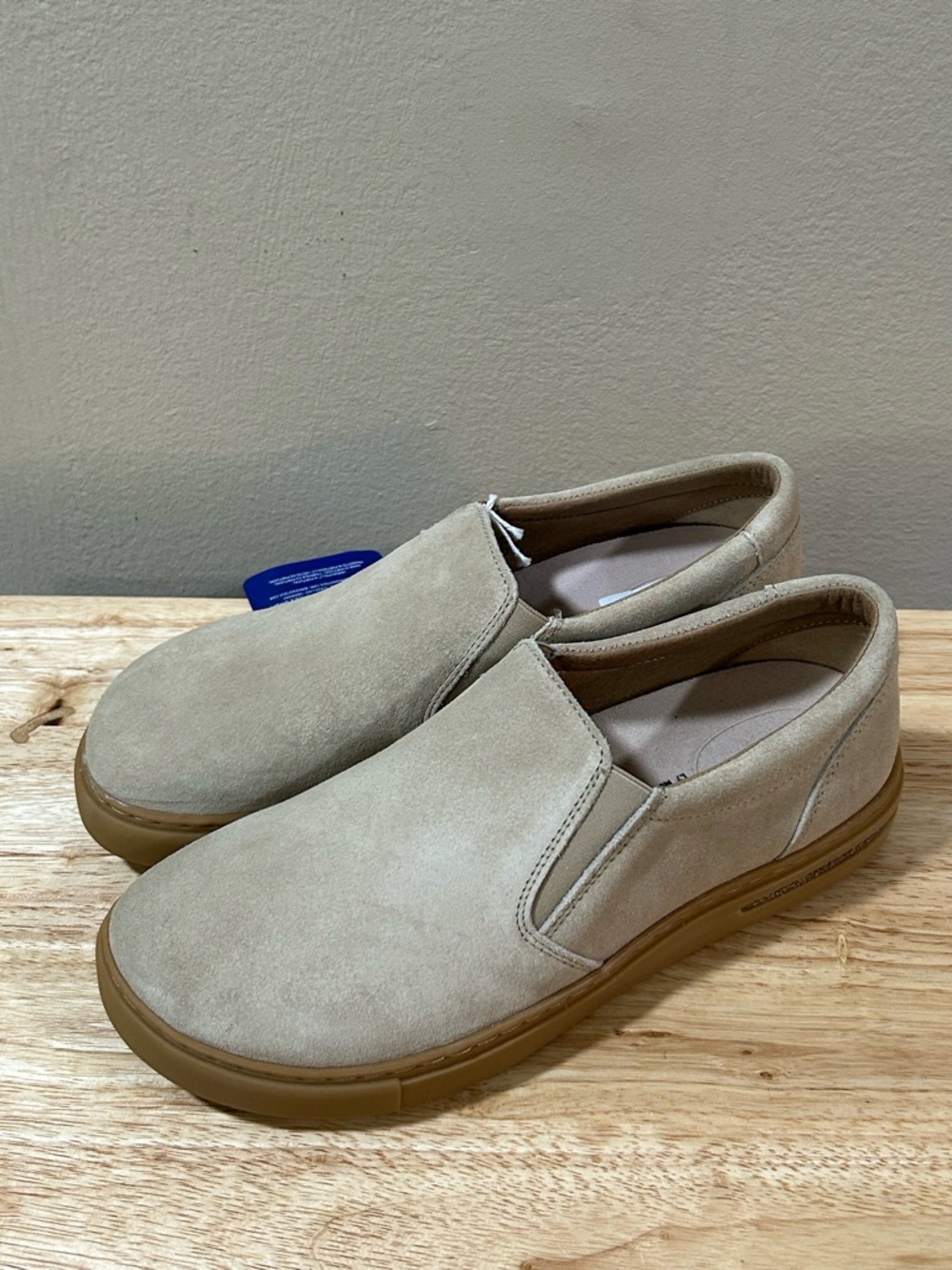 Birkenstock Women's Slip-On Athletic Shoes in Light Beige with Gum Sole - Picture 4 of 11